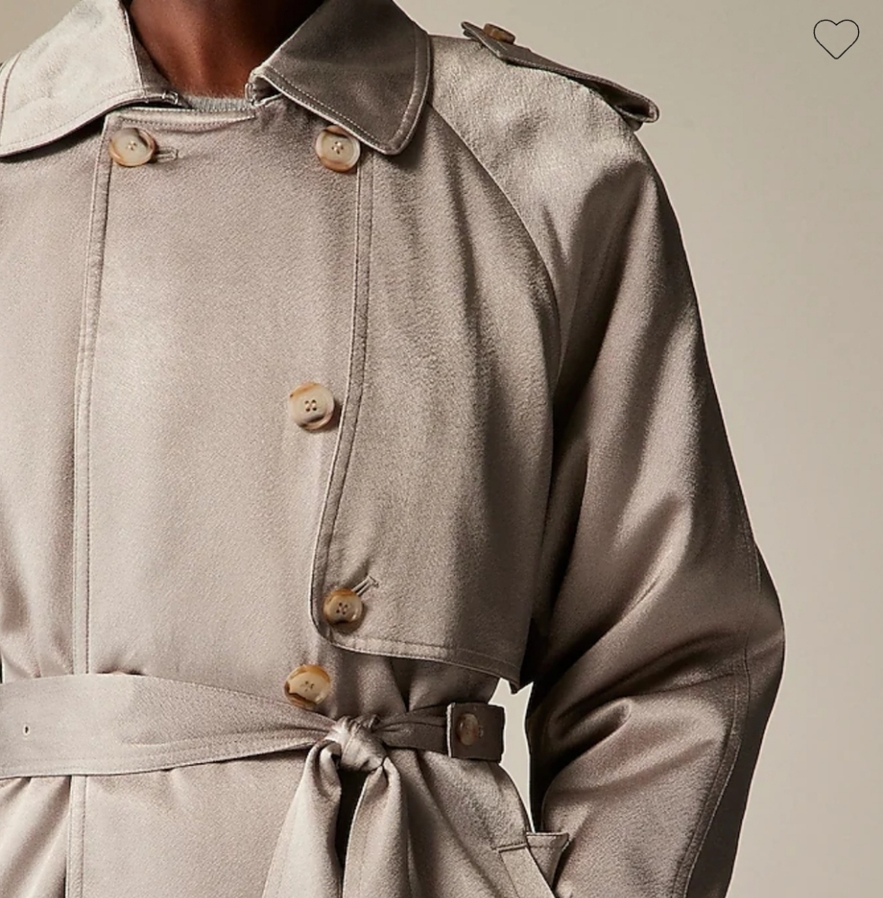 J Crew Relaxed trench coat in satin crepe CC961 SZ 2 NWT Silver Gray - Picture 4 of 12